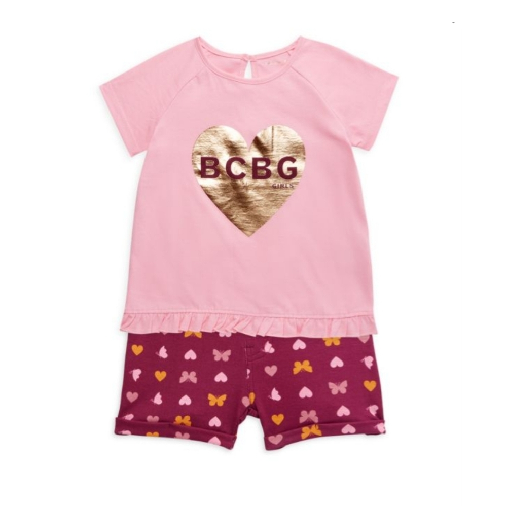 BCBGirls Little Girls Heart Print Tee & Shorts Set
